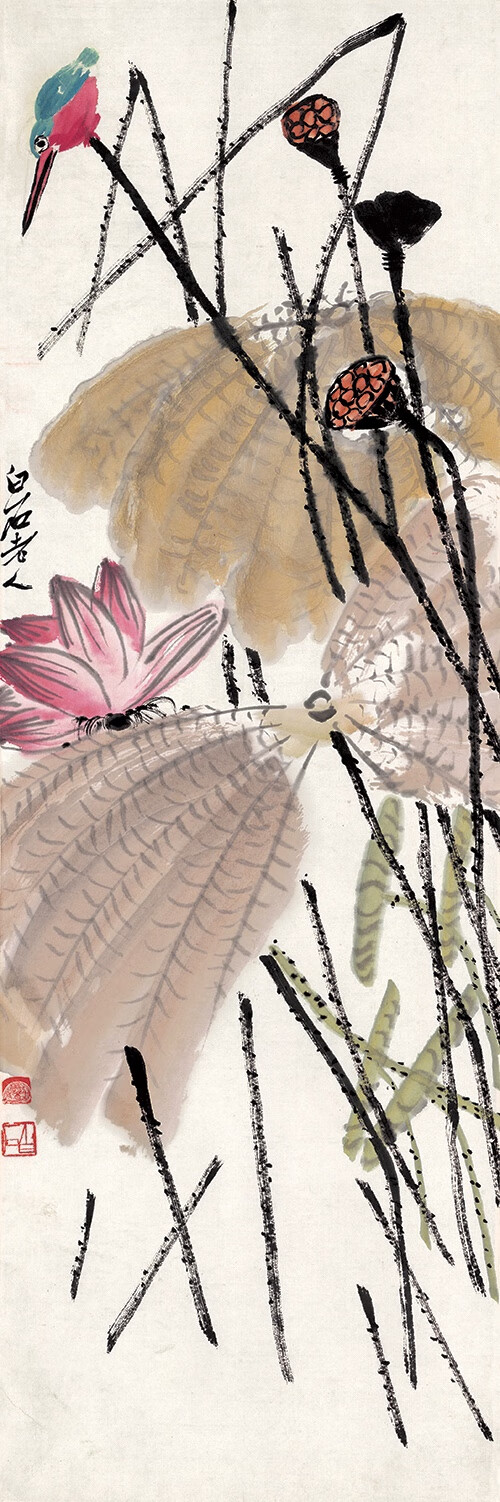 齐白石 四条屏2 国画 水墨书画山水花鸟风景高清电子素材