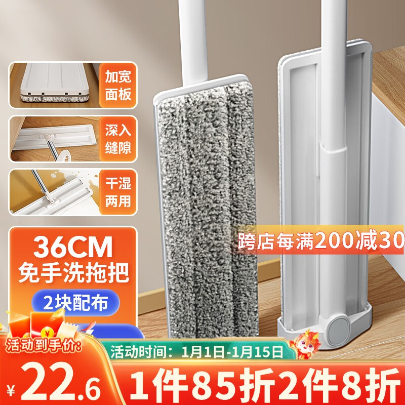 LYNN免手洗平板拖把 干湿两用吸水除尘大扫除拖布地拖家用一拖净