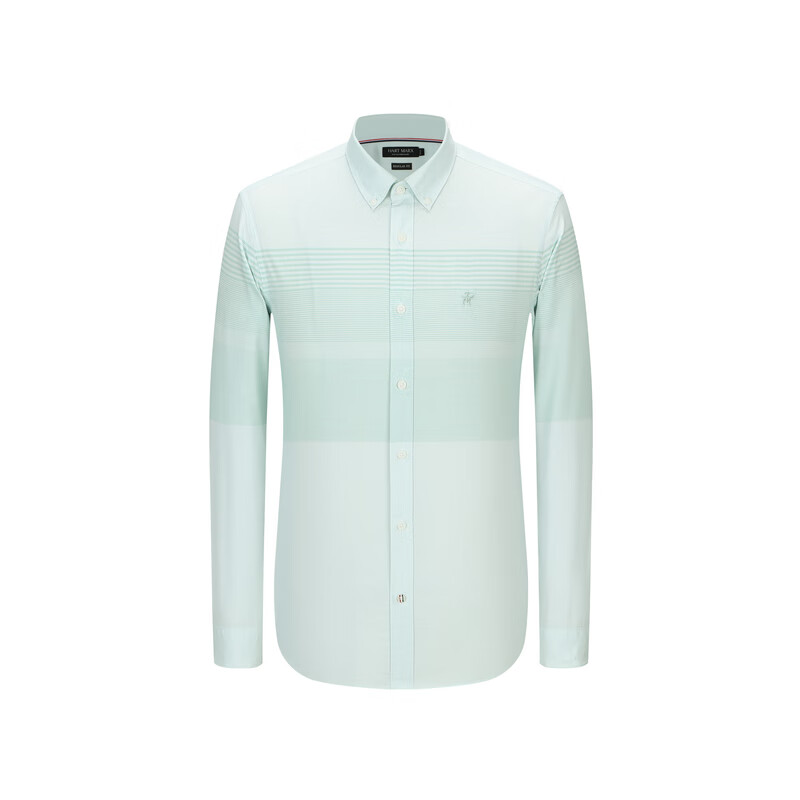 哈特马克斯清爽透气休闲百搭商务男长袖衬衫 湖蓝色 M (170)