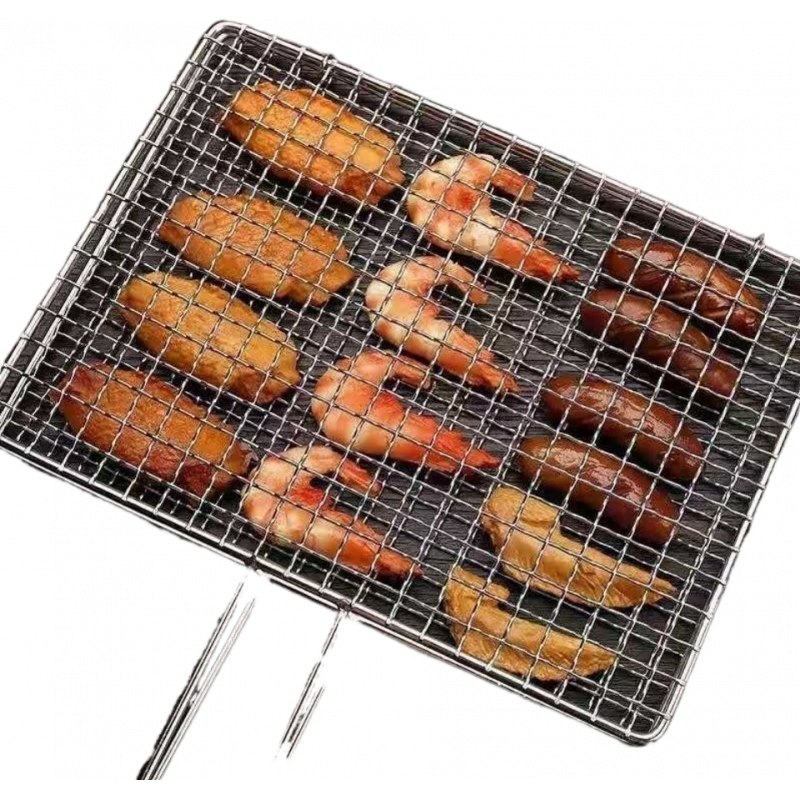 LZJV烤魚網夾燒烤鐵架板羊肉烤串夾子雙層夾網蔬菜網家用燒烤工具全套 一個裝 22*35中號雙面夾