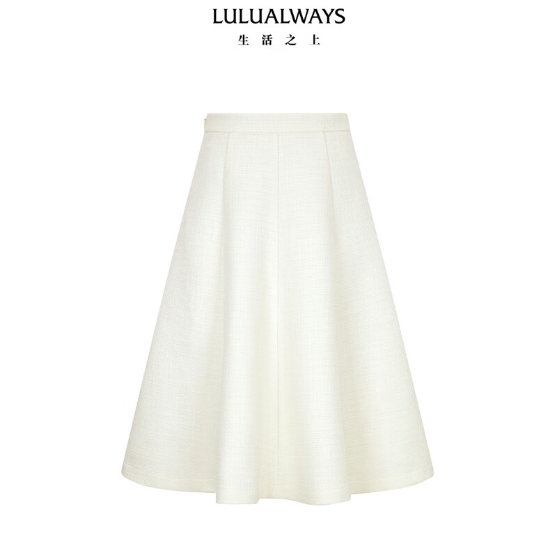 LULUALWAYS【商场同款】25春季新款简约时尚气质小香风A字半身裙 白色 L