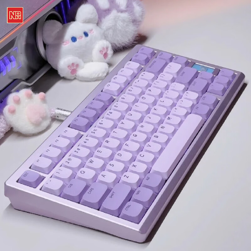 NDNH三模MAC无线蓝牙超薄矮轴屏幕全铝办公客制化not defined 键盘 ND75LP紫藤220目阳极RGB矮轴 三模