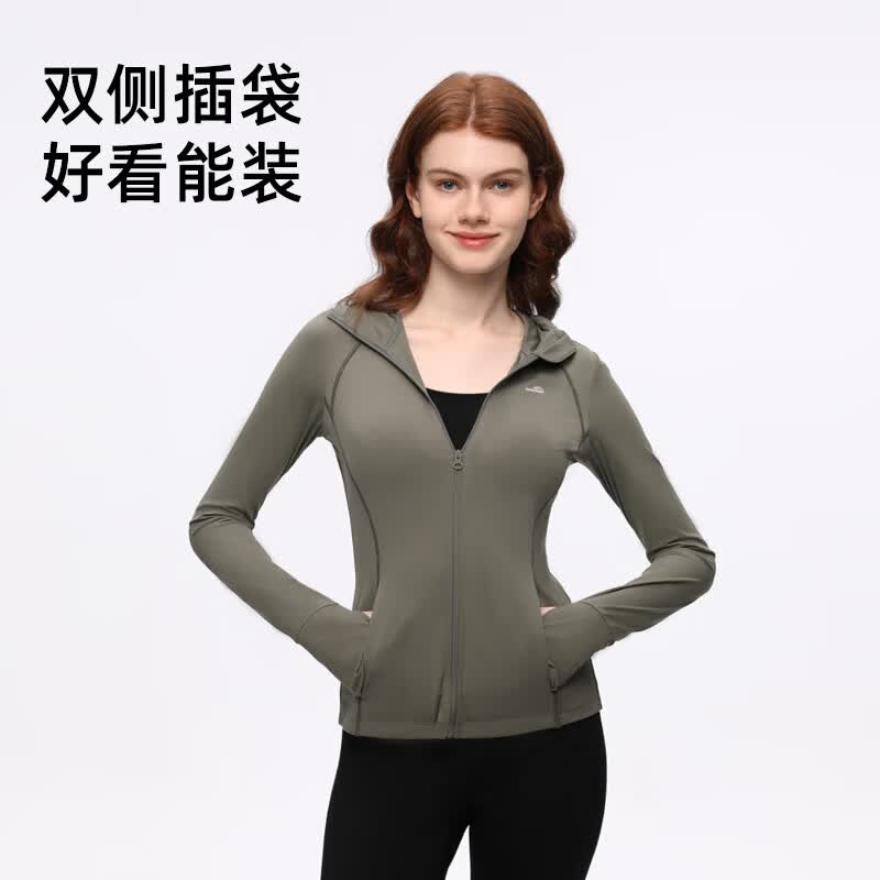 OhSunny防晒衣女春夏运动户外防晒外套修身透气防晒服 暗夜黑 S