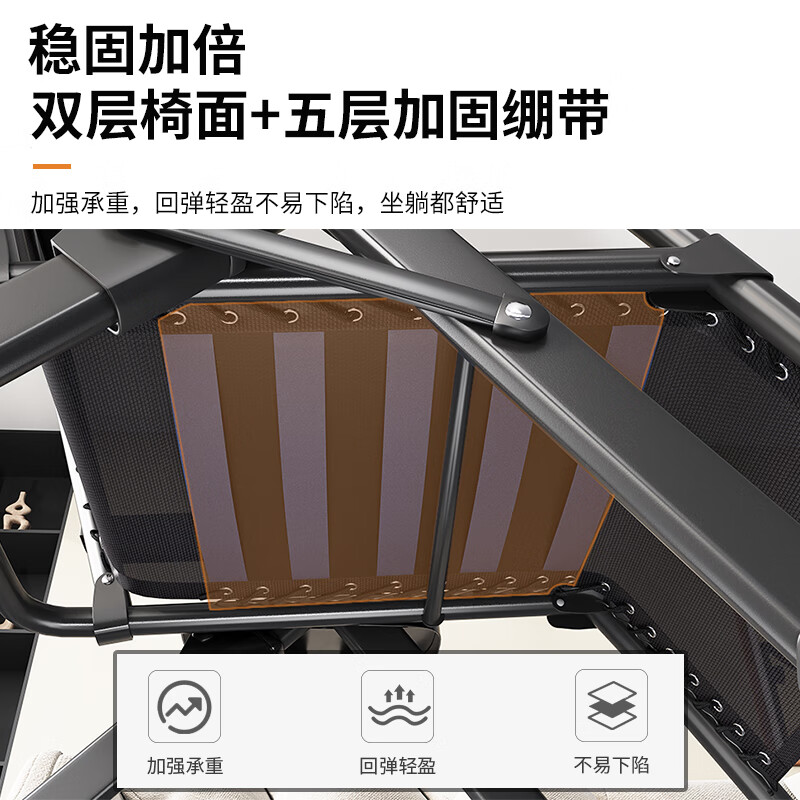 午憩宝折叠床躺椅午休单人折叠椅午睡行军床医院陪护床办公室午休躺椅子 【座面加固绷带】久坐防塌陷