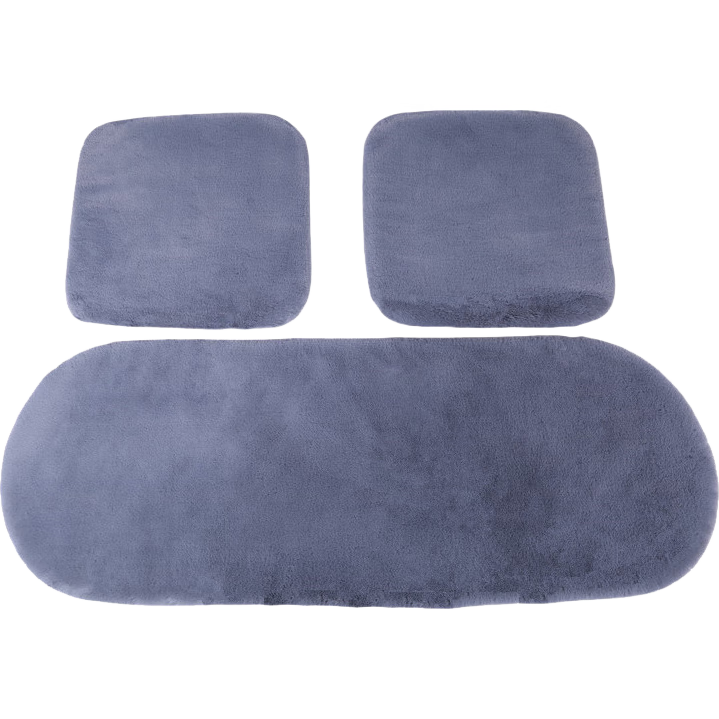 迪加伦  汽车坐垫冬季毛绒坐垫仿濑兔毛短绒座垫通用型办公椅垫子冬天车载家用小车单片小方垫 灰色 三件套 