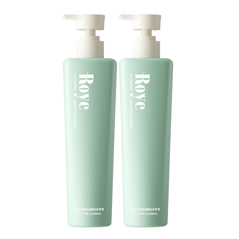 roye若也控油蓬松洗发水去油深层清洁蓬松高颅顶大容量家庭装380ml*2