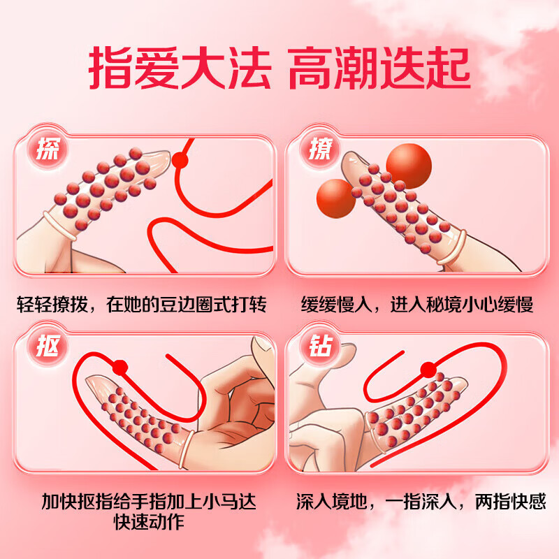 倍力乐情趣手指前戏套私处专用男女专用自慰抠抠安全套指交套超薄避孕套 一盒颗粒2只装 尿喷神器玩具女人专用秒喷套情趣用品 避孕套女性秒喷套情绪发泄工具成人扣下体专用