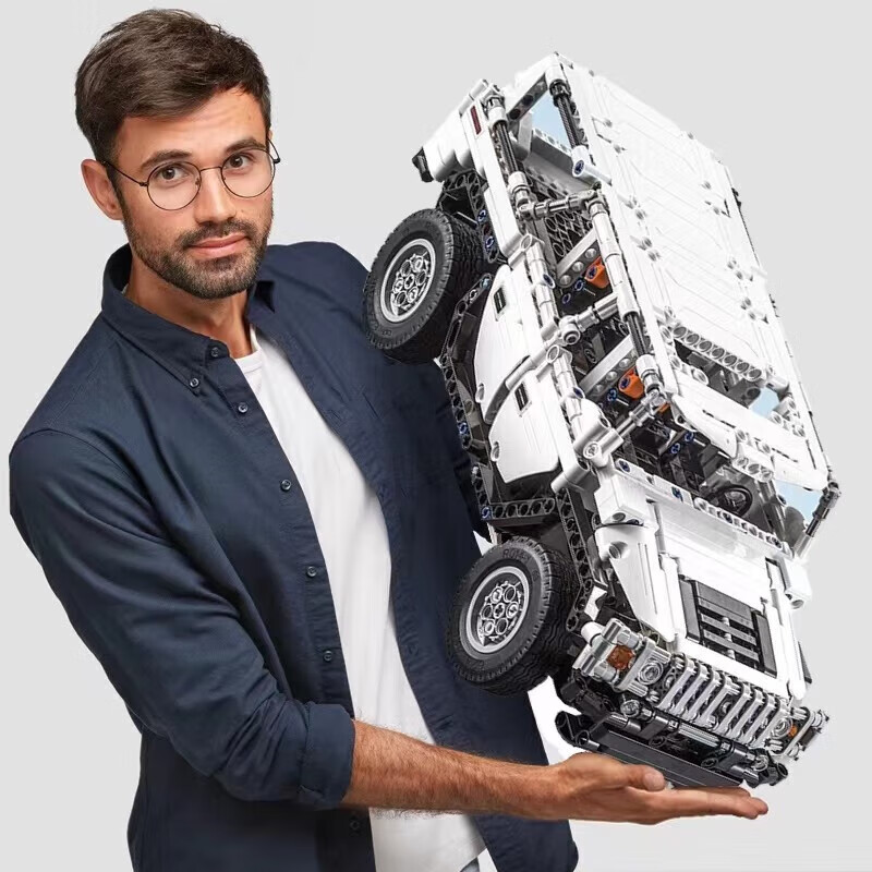 咔搭悍馬勇士H2兼容拼裝玩具中國噠積木遙控越野車積木 悍馬勇士越野車-【遙控版】