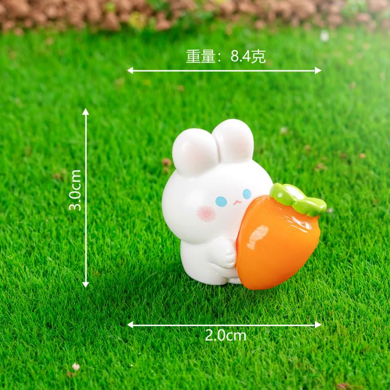 集物一册卡通小兔子微景观摆件胡萝卜萌兔园树脂摆件车载摆件创意元旦礼物 Q版胡萝卜兔（一套6件）