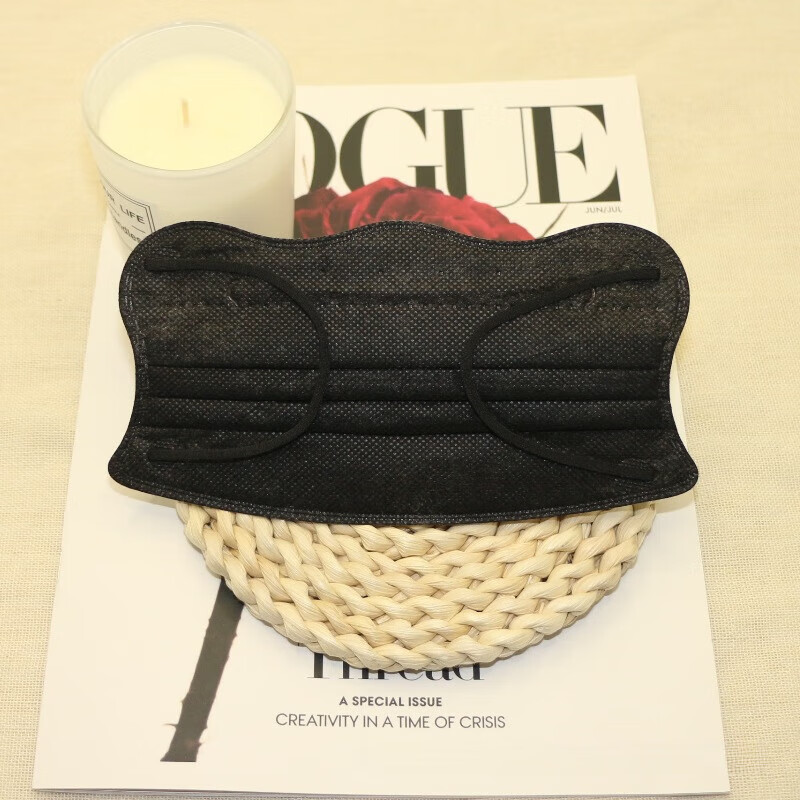 时居加大一次性口罩大码独立包装蝴蝶形女高颜值薄款波浪形v型胖人 香草黄【加大蝶形】50只 独立包装一次性口罩【春夏季薄款 透气】10只/1包