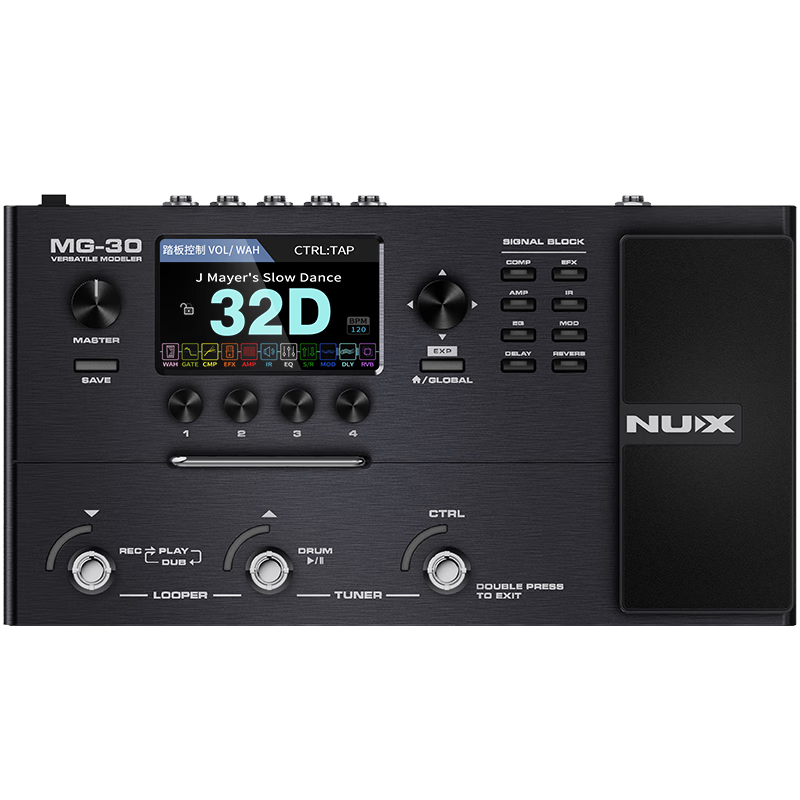 紐克斯（NUX）數字綜合效果器電吉他貝斯電箱琴內置聲卡鼓機錄音LOOP MG30 灰色