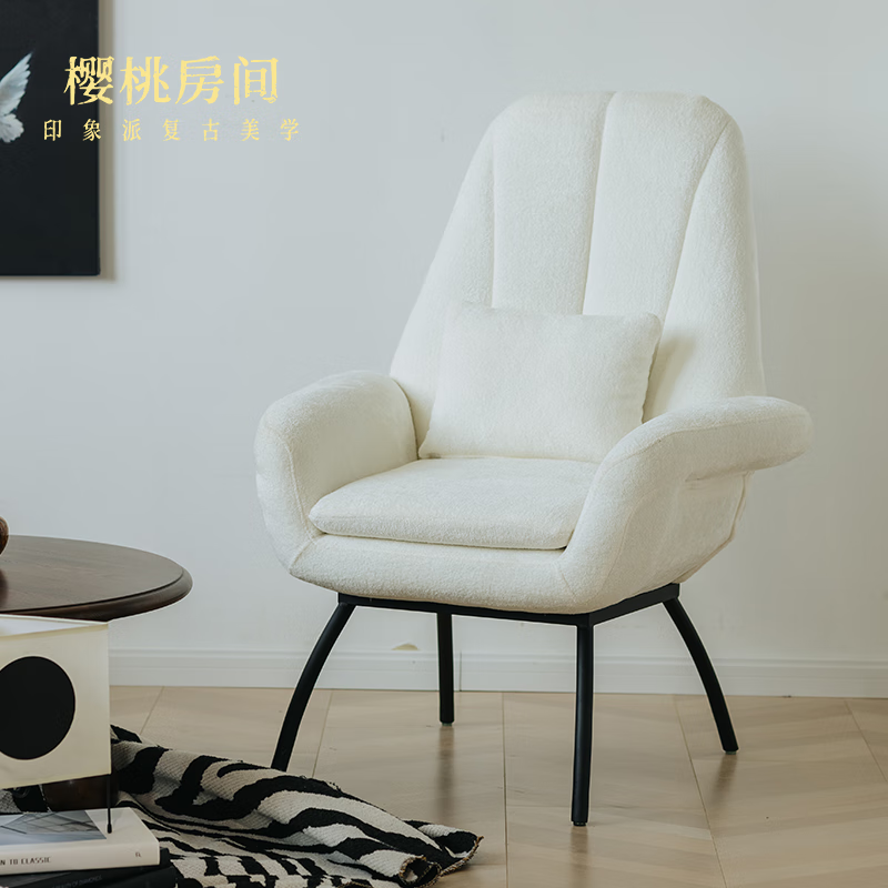 物應(yīng)天鵝椅單人沙發(fā)椅北歐布藝休閑椅客廳家用小戶型陽臺躺椅 天鵝休閑椅·白天鵝