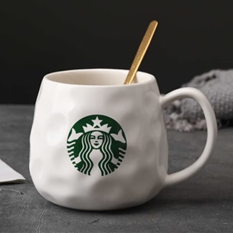 星巴克(Starbucks)杯子限量版简约欧式水杯马克杯家用陶瓷杯小礼品星巴风咖啡杯早餐 p款(杯+勺) 450ml