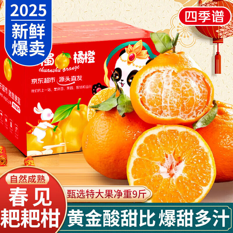 京地達(dá)四川春見耙耙柑粑粑柑桔橘子節(jié)日送禮凈重9斤單果85mm源頭直發(fā)