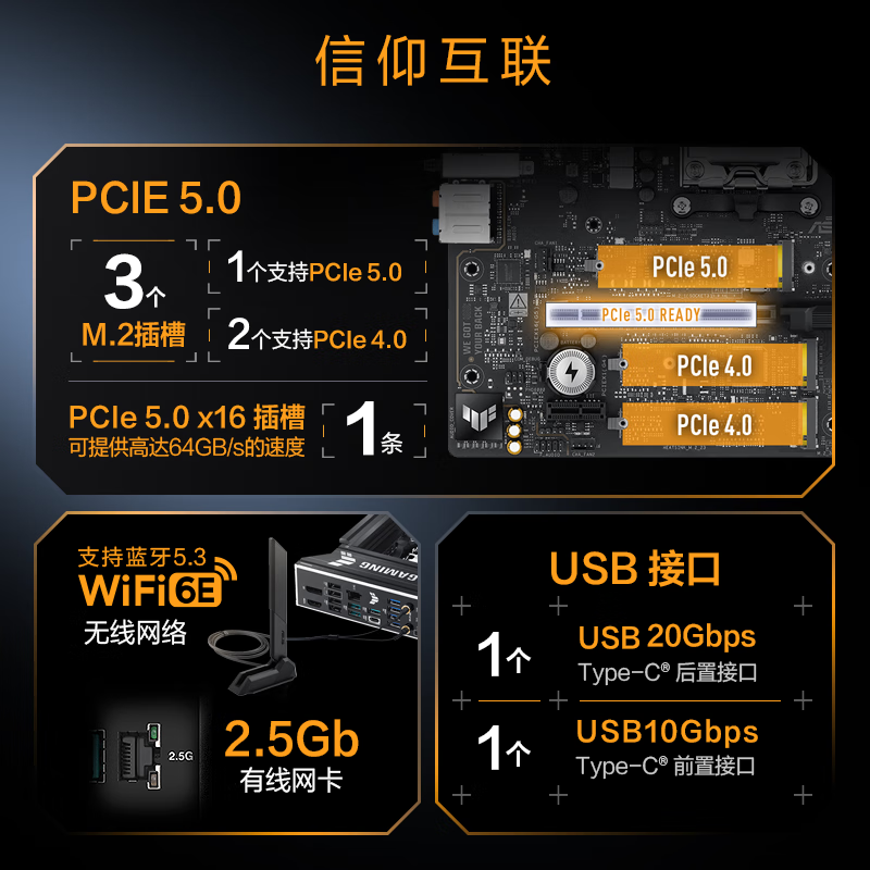 华硕 TUF GAMING B850M-PLUS WIFI重炮手 图 5