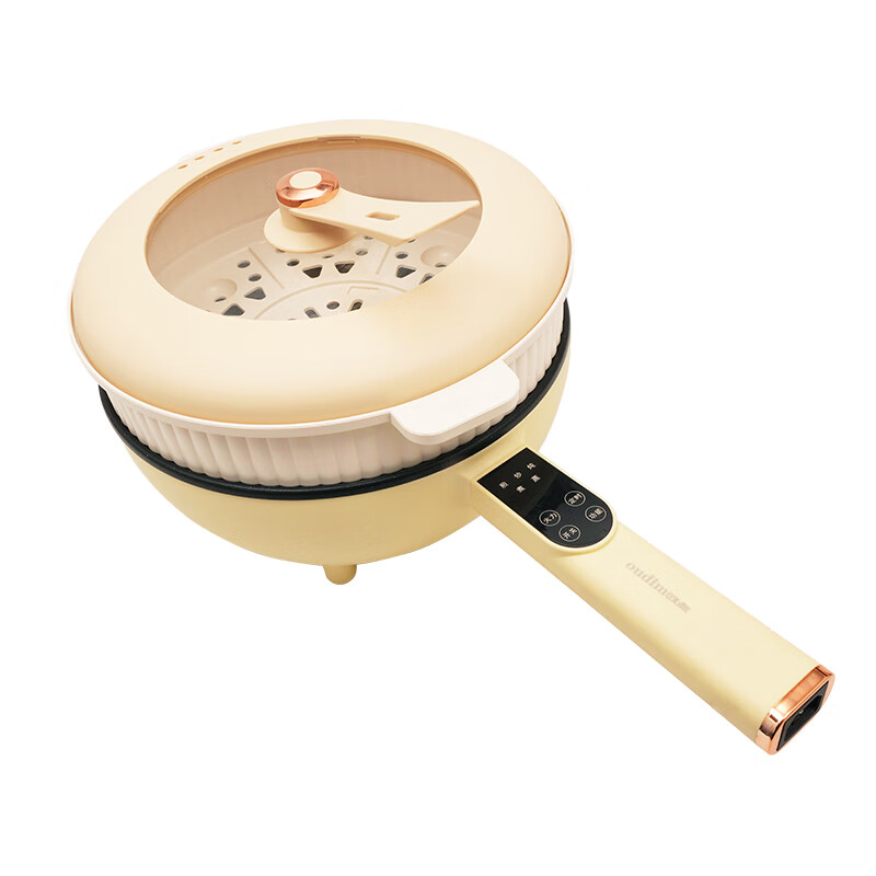 欧点多功能插电一体不粘锅电炒锅铁锅家用电火锅4L容量电热锅蒸煮炖涮煎炒电蒸锅大功率蒸笼蒸屉 【整圈加热】4L|不粘涂层内胆