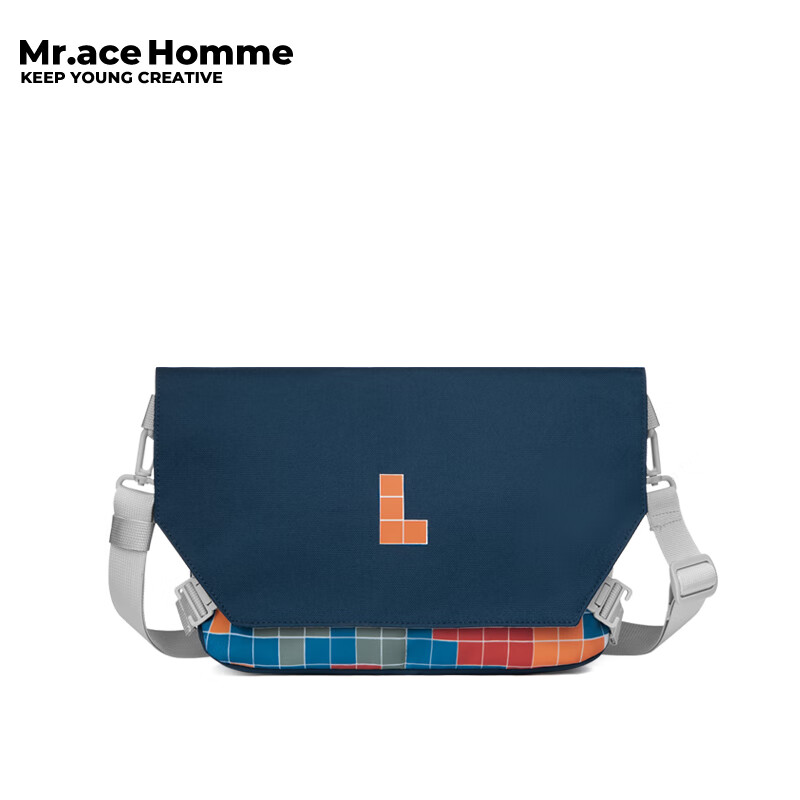 Mr.ace Homme小眾挎包男ins潮大學(xué)生休閑餃子包女單肩斜挎運(yùn)動(dòng)百搭 黛藍(lán)白