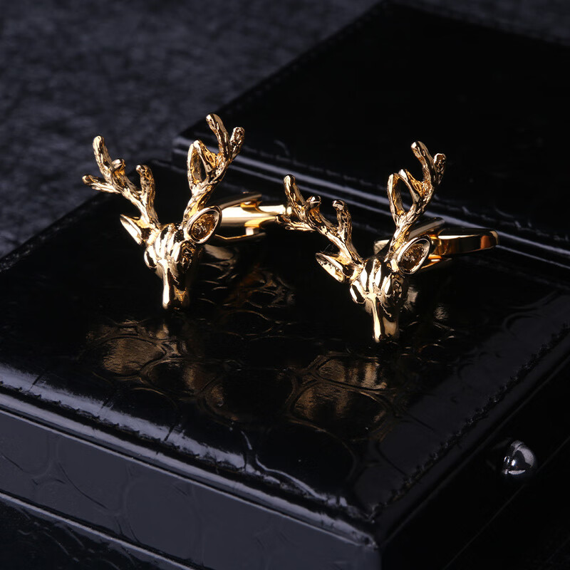 猎尚猎尚金色小鹿袖扣法式衬衫袖扣袖钉CUFFLINKS 男士正装衬衫袖口扣 金色 金色小鹿 袖扣