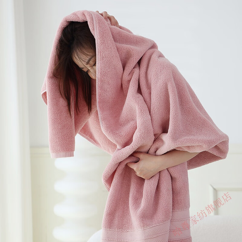 哈尊浴巾加大90x180純棉加厚cm加長加寬男女式裹胸家用特大號(hào)全棉吸水 少女粉【加寬加長浴巾 180x90cm