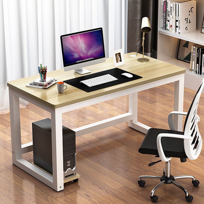 福红龙 电脑桌台式家用桌子现代简约写字桌办公学习简易书桌 浅胡桃色白架 长120*宽60*高74（主图标准尺寸）