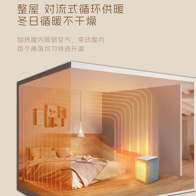 浦尔乐 MINI台式暖风机PTC陶瓷发热体全金属一体机家用桌面小型电暖器办公室取暖器轻音节能 灰溜溜 触控式