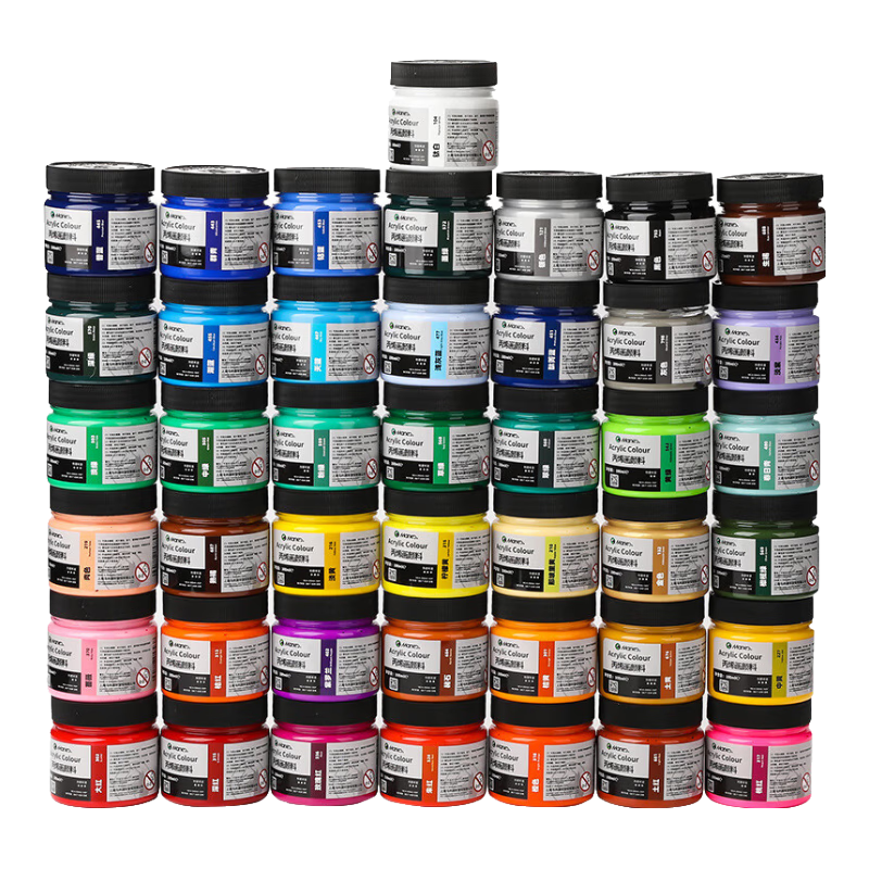 馬利丙烯顏料套裝 防水耐曬墻繪顏料100ml白色顏料畫畫肌理畫材料工具套裝 常用18色（贈調(diào)色盤+刷子*2+刮刀）