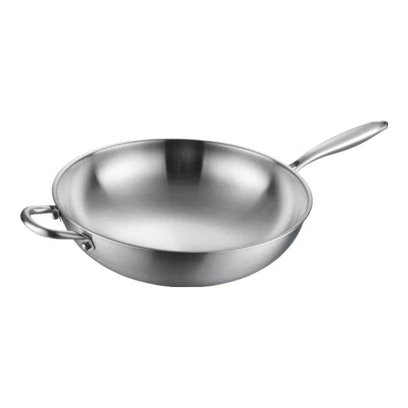 双立人德国双立人不锈钢电炒锅平底家用炒锅无涂层不粘锅平面电磁炉小锅 带耳无盖无涂层 34cm