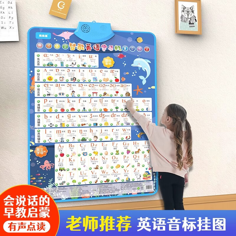 Murcia英语音标有声挂图48个国际字母单词发音自然拼读训练学习技巧神器