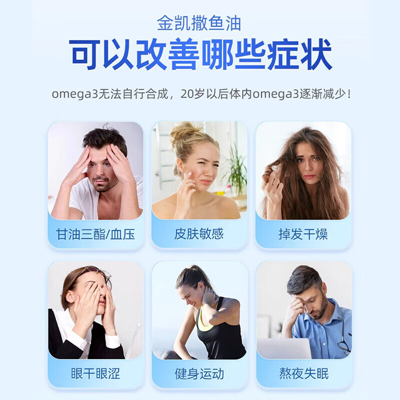 金凯撒进口95%高纯度深海鱼油软胶囊omega-3 中老年人降血脂三高dha+epa 【3盒一疗程】金凯撒鱼油 共90粒