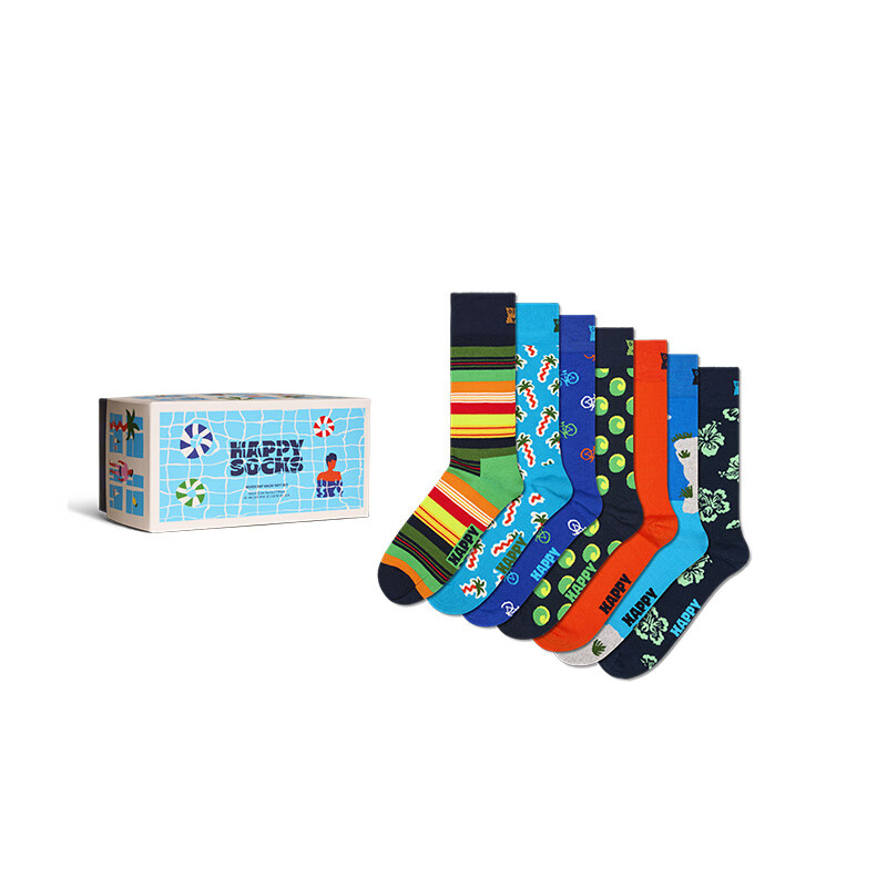 Happy Socks【25年新款】秋冬主题多巴胺礼盒袜子女男士袜运动袜时尚中筒袜 7天假期 7双 M 36-40