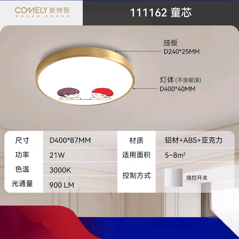 新特麗（COMELY）兒童房燈ins網(wǎng)紅護(hù)眼吸頂燈現(xiàn)代簡約臥室男女孩公主燈具印花燈飾 40直徑
