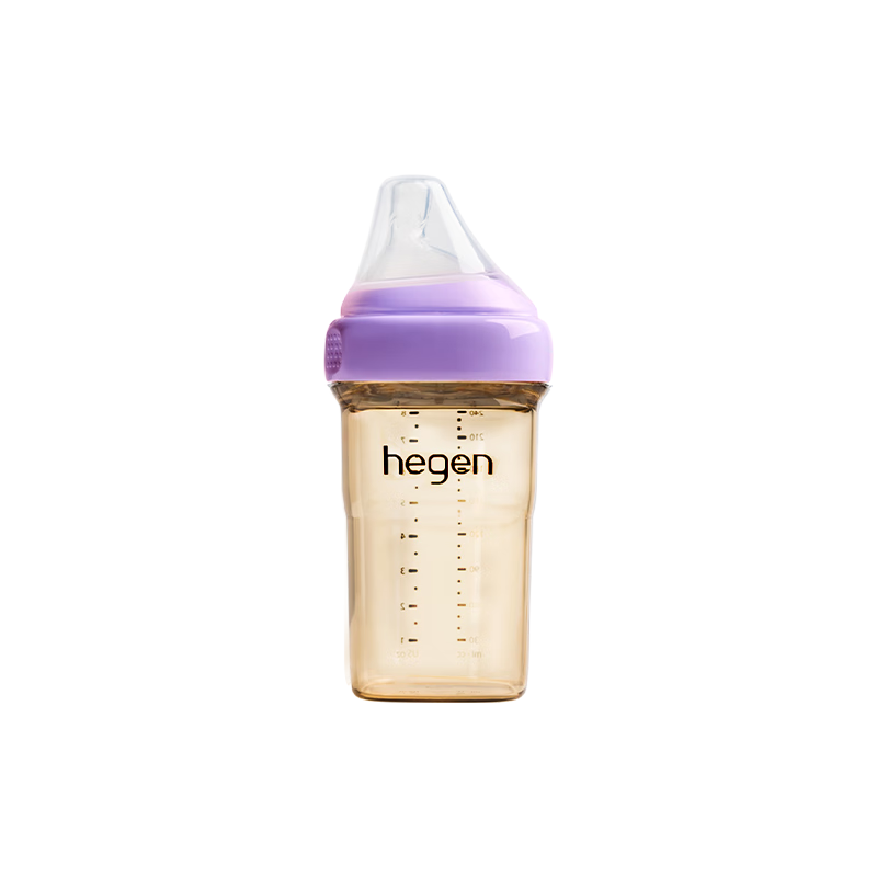 HEGEN海格恩奶瓶新生兒3-6個月240mlPPSU防脹氣防嗆仿母乳原裝進(jìn)口紫色