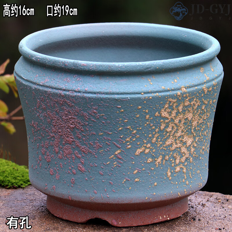 感復(fù)古輕奢景德鎮(zhèn)多肉花盆素?zé)薷咄怖蠘毒G植陶盆大口徑定制 啞光三腳處理價(jià) 0cm 粗陶