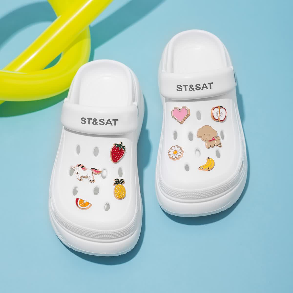 星期六厚底洞洞鞋女2026夏季新款外穿软底舒适防滑网红时尚沙滩凉拖鞋 白色 【小木马】 37-38