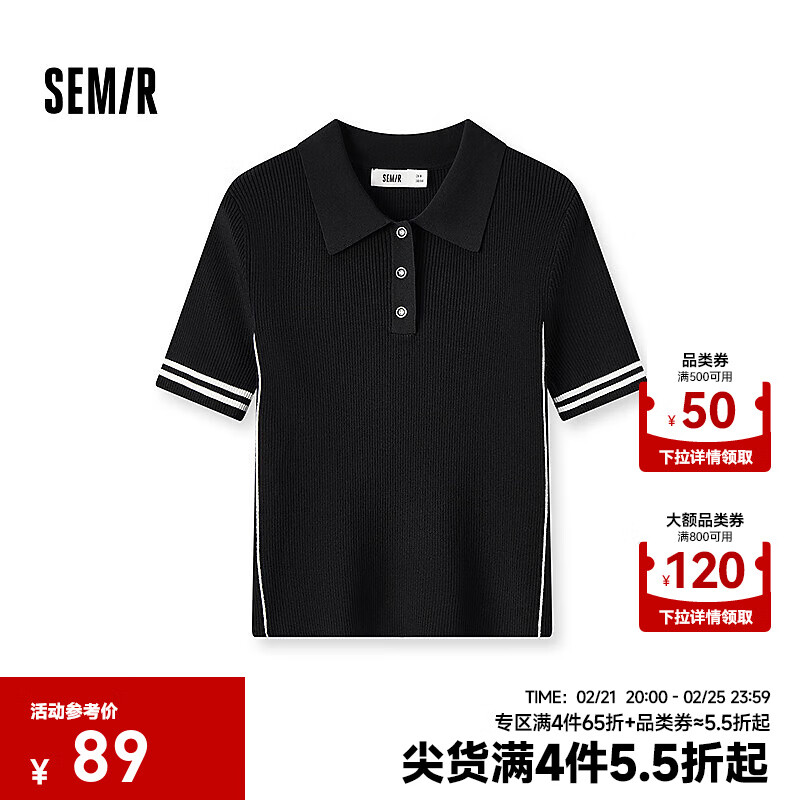 Semirɭ����֯��Ů�̿����ײɫ���з�С��������������polo������ʱ�� �ڰ�ɫ��00391 180/100A/XXXL