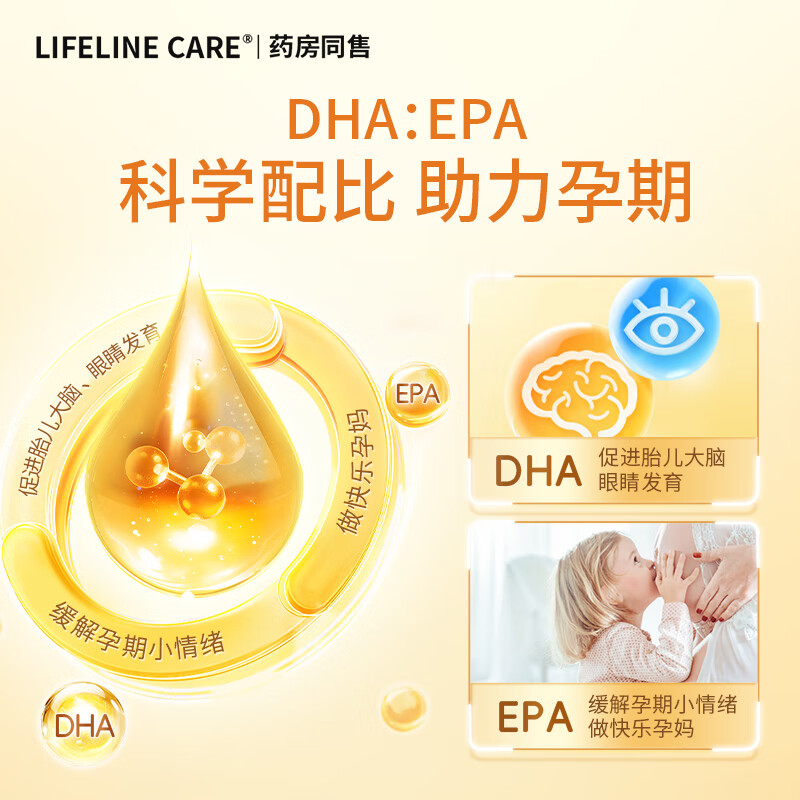 Lifeline Care生命力伽挪威dha孕妇鱼油孕期复合维生素叶酸片多种b6族b12铁钙片 孕期综合营养素