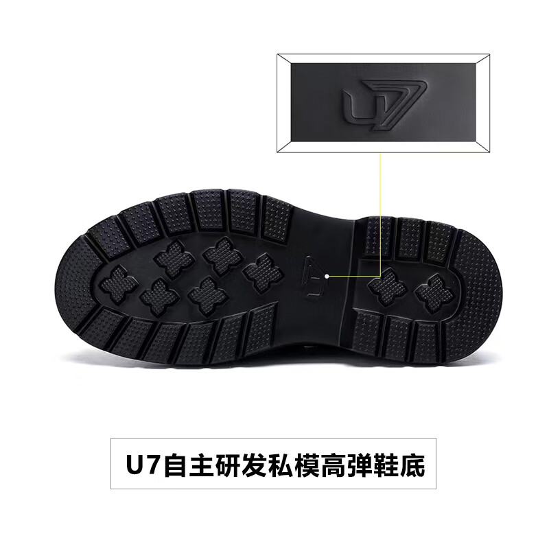 U7品牌男鞋夏季透气镂空舒适高端一脚蹬真皮打孔头层牛皮男士乐福鞋 2025101黑色 牛皮 43 标准皮鞋尺码