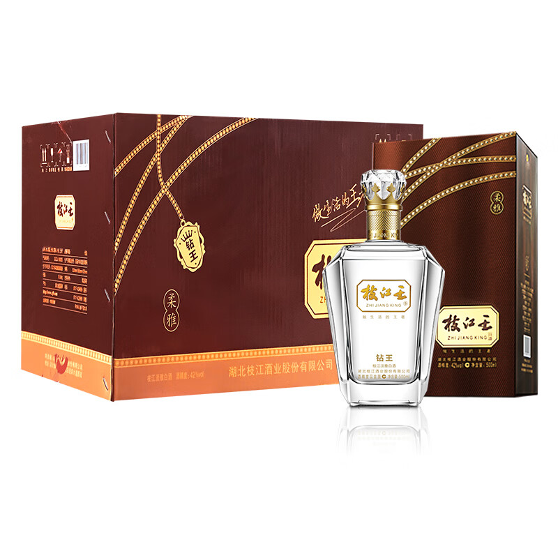 枝江王钻王42度500ml*6瓶装纯粮酒白酒整箱送礼湖北名酒 42%vol 500ml