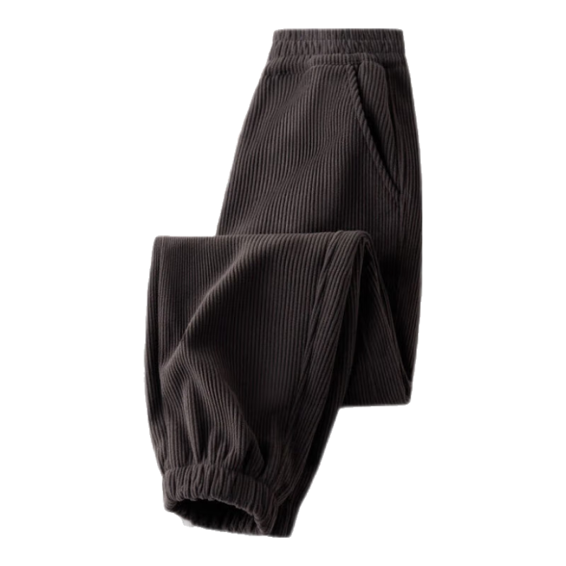 巴布豆兒童褲子秋冬季男童加絨保暖女童燈芯絨長褲時尚寬松潮流童裝 深灰 150