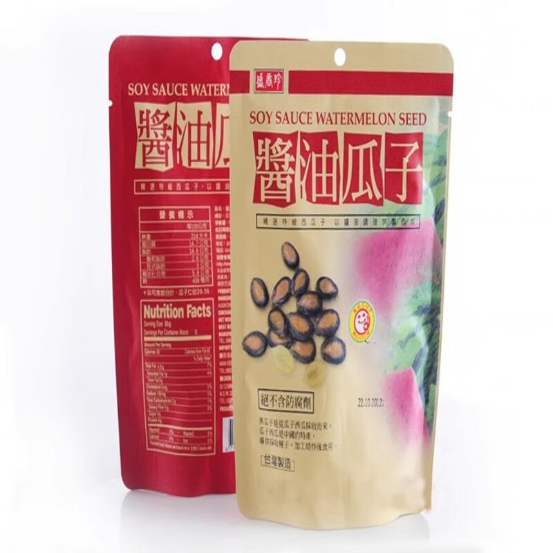 盛香珍酱油瓜子甘草西瓜子 150g/180g袋装特产坚果炒货焦糖香瓜子 酱油瓜子180克X5袋