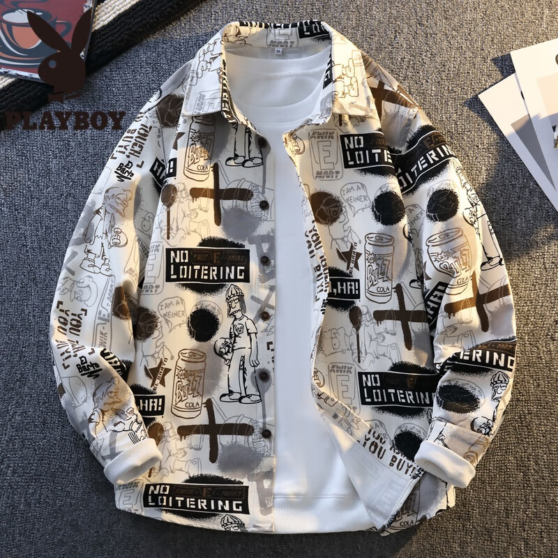 痞帅花衬衫男款春秋季2025新款长袖港风衬衣男