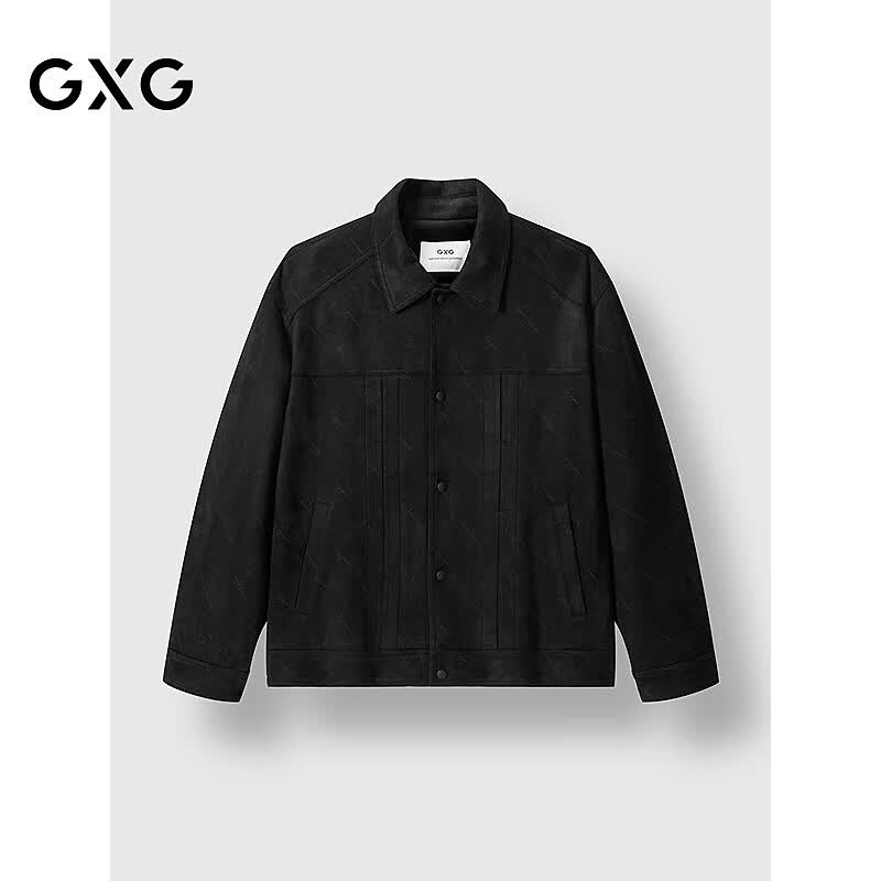 GXG男装 黑色仿羊羔毛户外口袋设计保暖夹克外套 冬季新品 黑色 M
