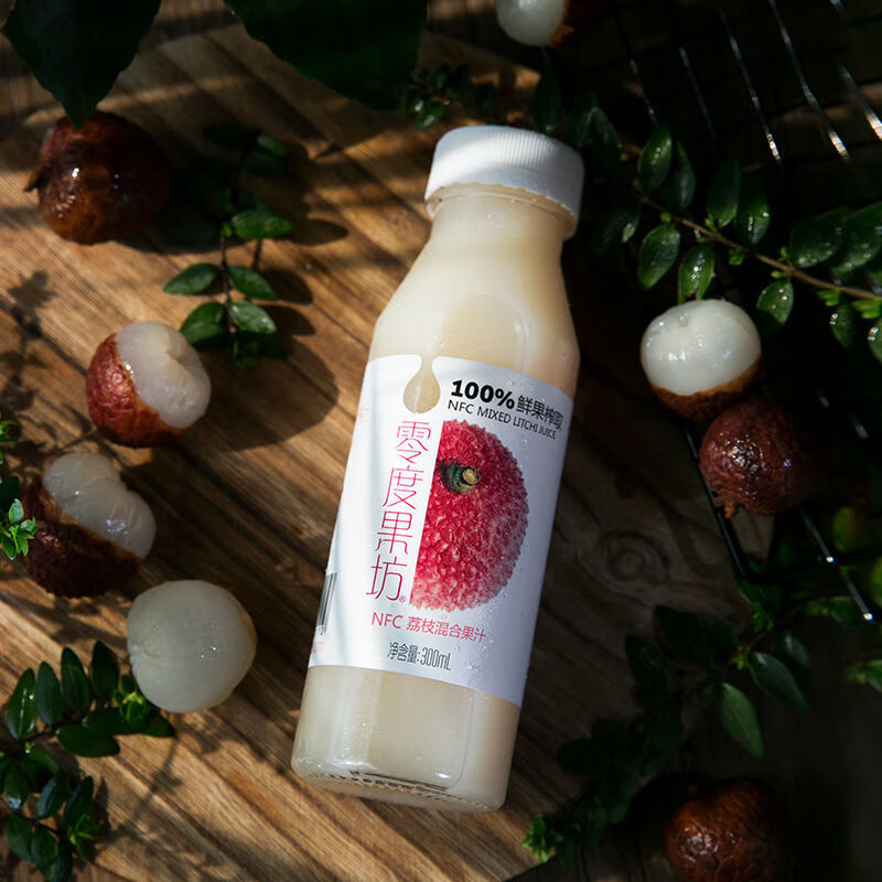 零度果坊nfc鲜榨荔枝雪梨混合果汁300ml/瓶纯果汁饮料 nfc鲜榨荔枝汁