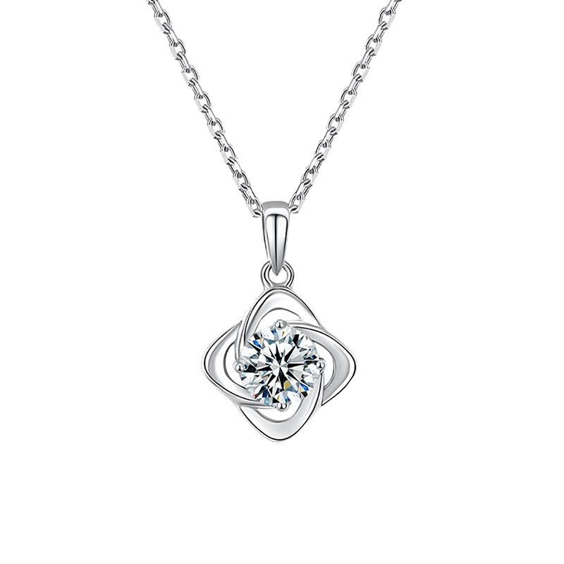 法蔻（farcoko）品牌18K金四叶草项链女士莫桑钻石锁骨链圣诞节生日礼物送女友 18K金四叶草项链-一克拉莫桑钻 -附带证书【精美高档礼盒】