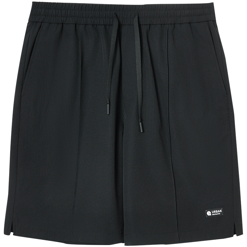 杰克·瓊斯（JACK&JONES）男裝25年休閑短褲男士夏季外穿涼感五分褲中褲寬松泡泡紗沙灘褲 E40黑色 M (175)