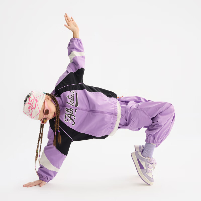 马骑顿(MQD)【三防】MQD套装女童外套2025春秋季新款儿童立领时尚百搭夹克上 浅紫 160