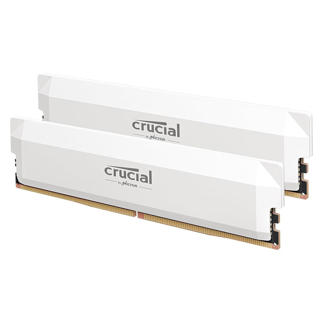 Crucial 英睿达 Pro DDR5电竞内存条 32GB(2x16GB) 6000MHz CL36 白色散热片 Intel/AMD兼容台式机用 镁光
