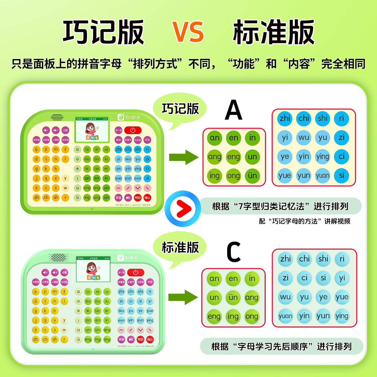 起跑点拼音学习机拼读训练神器幼小衔接一年级课本同步识字学习机儿童玩具开学礼物早教机学练机点读机 【A1G】拼音学习机+6本必背古诗词