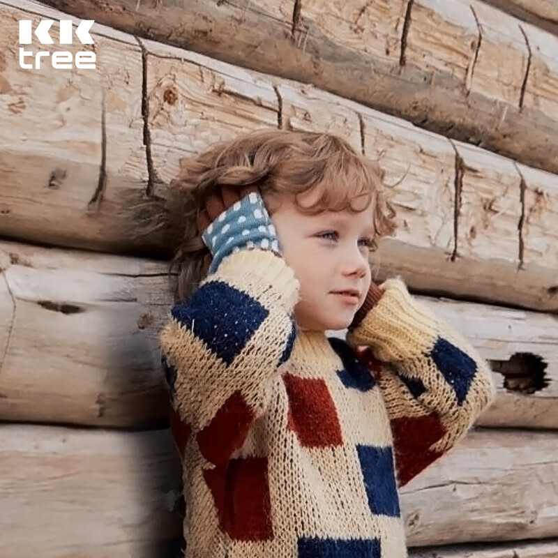 Kocotreekk树儿童帽子加厚保暖宝宝护耳帽手套男孩针织围巾女童秋冬单手套