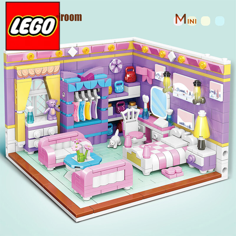乐高（lego）乐高积木拼装女孩系列公主玩具卧室套装厨房客厅别墅房子模型礼物 00874小屋卧室